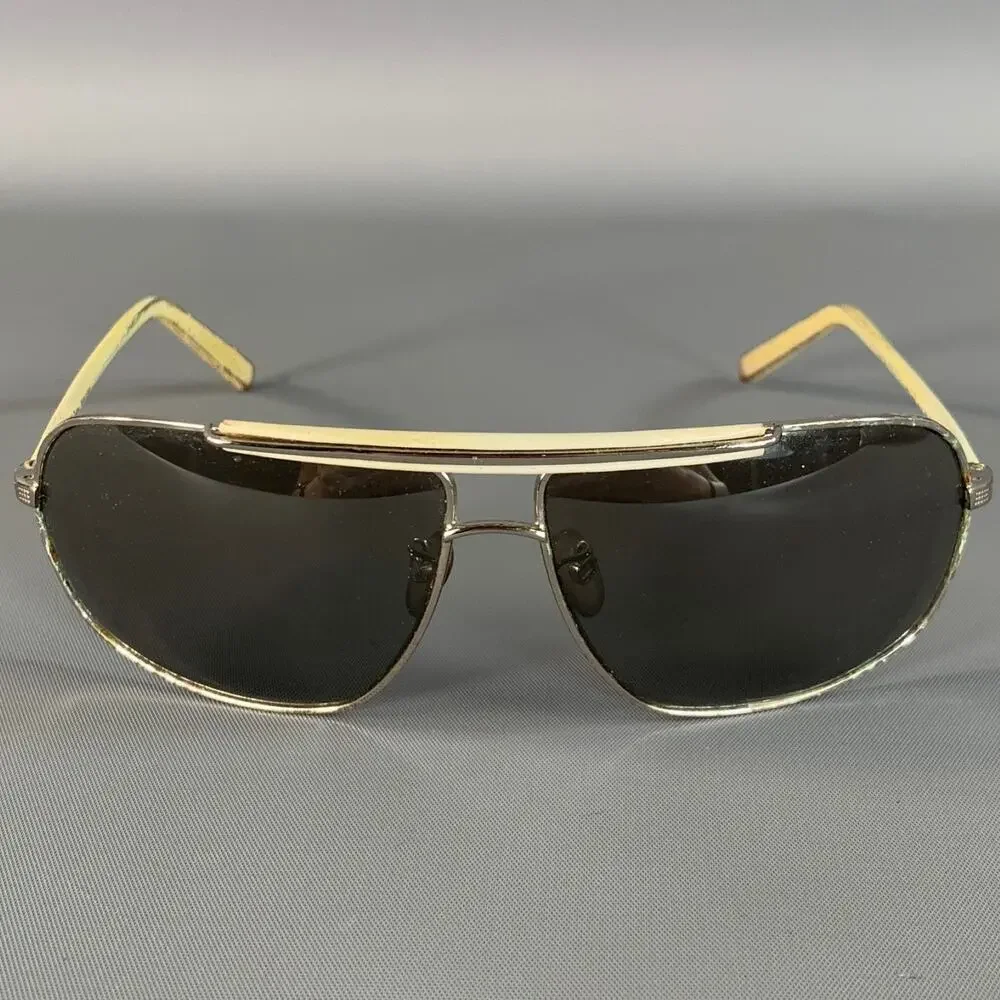 ERMENEGILDO ZEGNA Cream Silver Sunglasses
